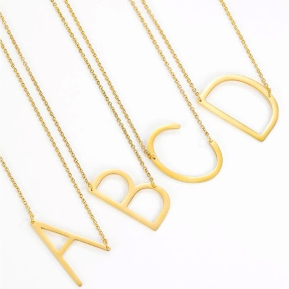 Stainless Steel Gold Lettered Necklace - Picture 2 of 4